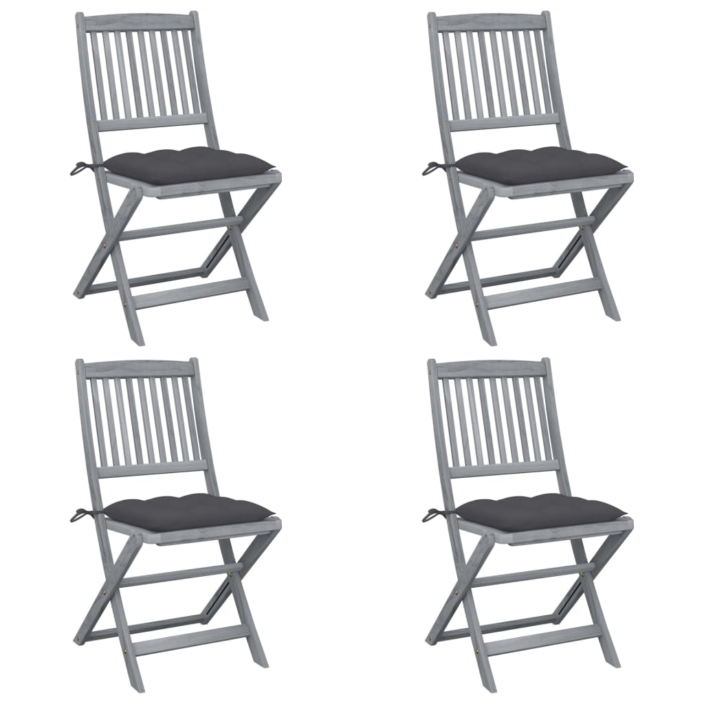 vidaXL Tuinstoelen 2 st inklapbaar met kussens massief acaciahout
