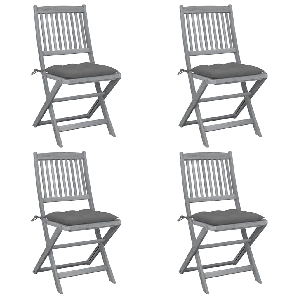 vidaXL Tuinstoelen 2 st inklapbaar met kussens massief acaciahout