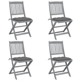 vidaXL Tuinstoelen 2 st inklapbaar met kussens massief acaciahout