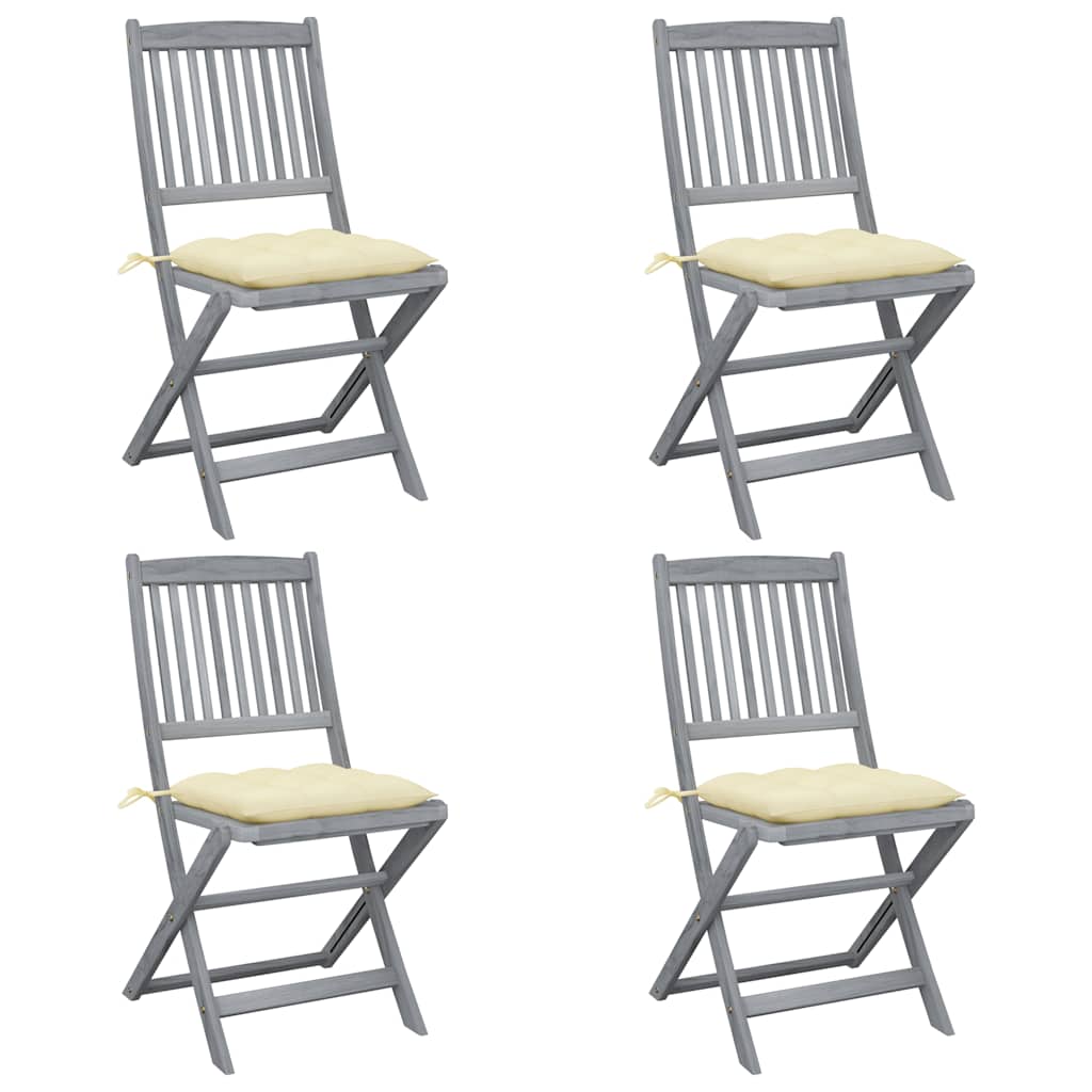 vidaXL Tuinstoelen 2 st inklapbaar met kussens massief acaciahout
