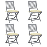 vidaXL Tuinstoelen 2 st inklapbaar met kussens massief acaciahout