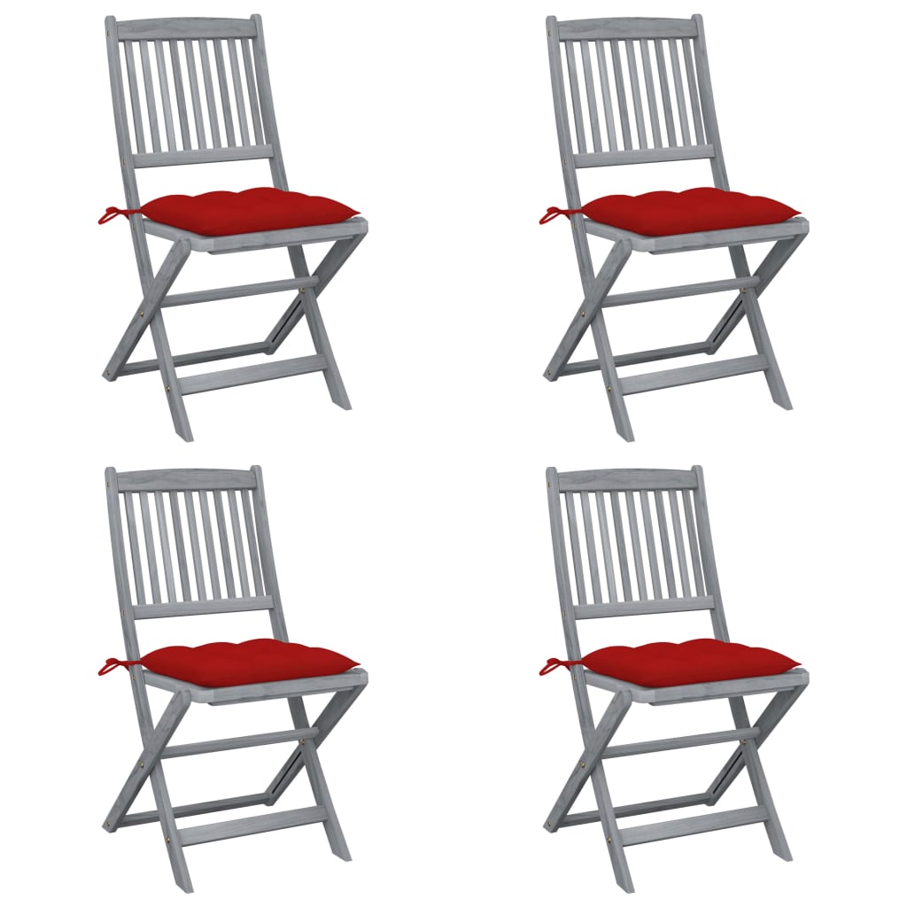 vidaXL Tuinstoelen 2 st inklapbaar met kussens massief acaciahout