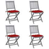 vidaXL Tuinstoelen 2 st inklapbaar met kussens massief acaciahout