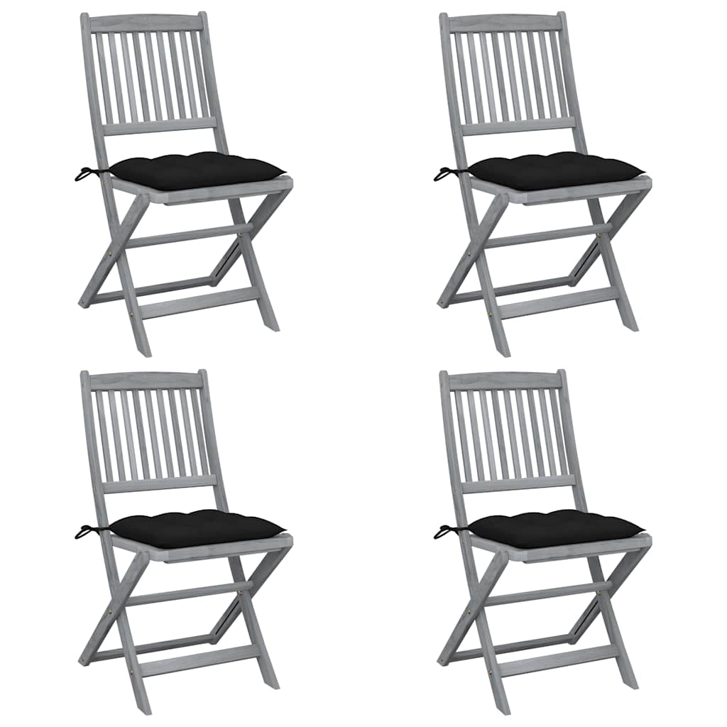 vidaXL Tuinstoelen 2 st inklapbaar met kussens massief acaciahout