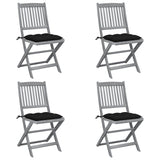 vidaXL Tuinstoelen 2 st inklapbaar met kussens massief acaciahout