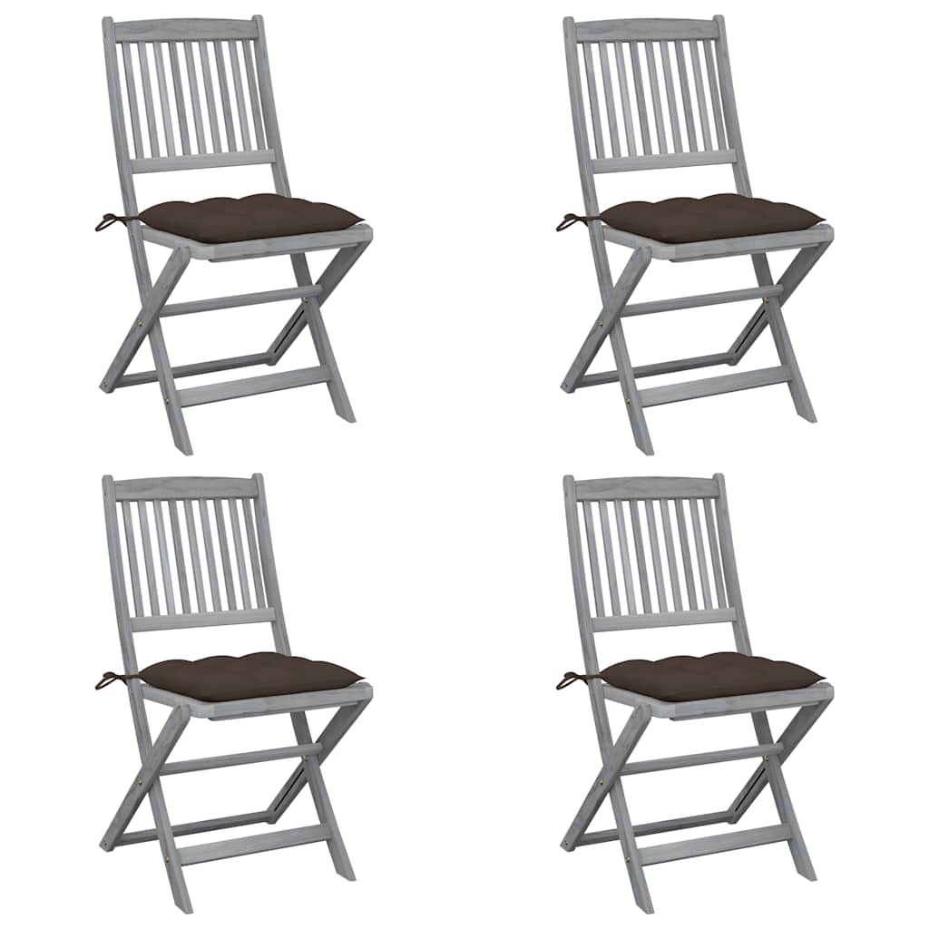 vidaXL Tuinstoelen 2 st inklapbaar met kussens massief acaciahout