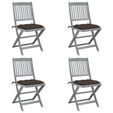 vidaXL Tuinstoelen 2 st inklapbaar met kussens massief acaciahout