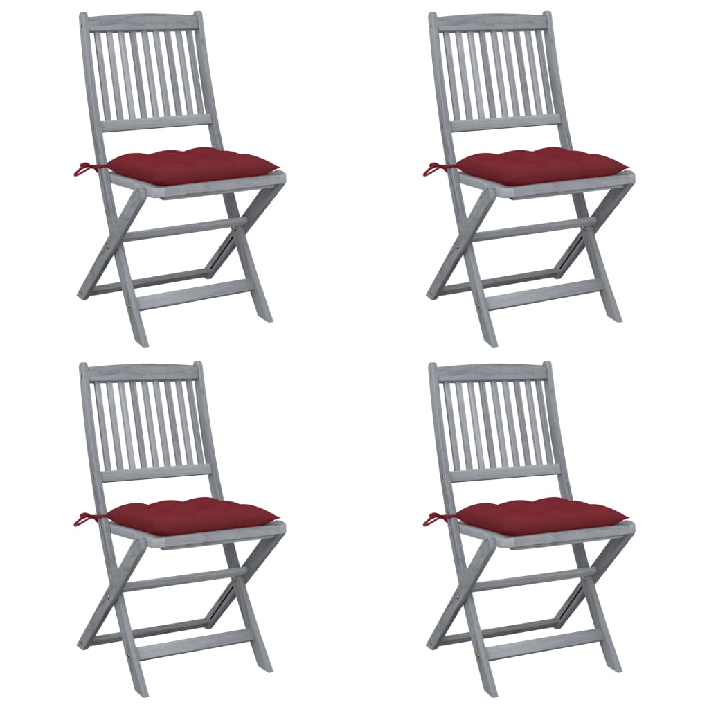 vidaXL Tuinstoelen 2 st inklapbaar met kussens massief acaciahout