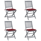 vidaXL Tuinstoelen 2 st inklapbaar met kussens massief acaciahout