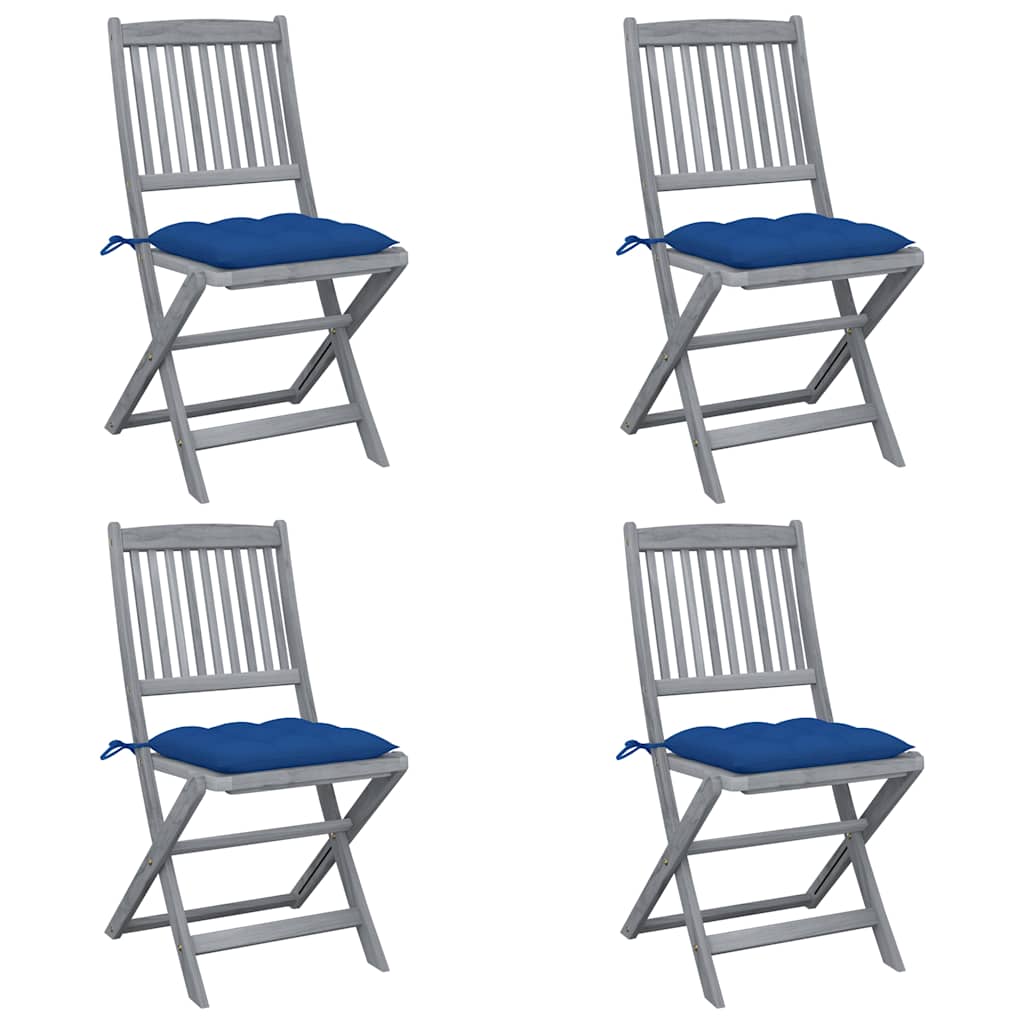 vidaXL Tuinstoelen 2 st inklapbaar met kussens massief acaciahout