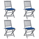 vidaXL Tuinstoelen 2 st inklapbaar met kussens massief acaciahout