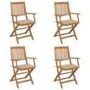 vidaXL Garden Chairs 2 pcs foldable with cushions solid acacia wood