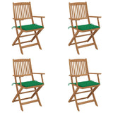 vidaXL Garden Chairs 2 pcs foldable with cushions solid acacia wood