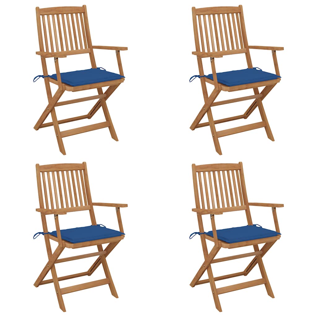 vidaXL Garden Chairs 2 pcs foldable with cushions solid acacia wood
