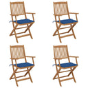 vidaXL Garden Chairs 2 pcs foldable with cushions solid acacia wood