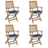 vidaXL Garden Chairs 2 pcs foldable with cushions solid acacia wood