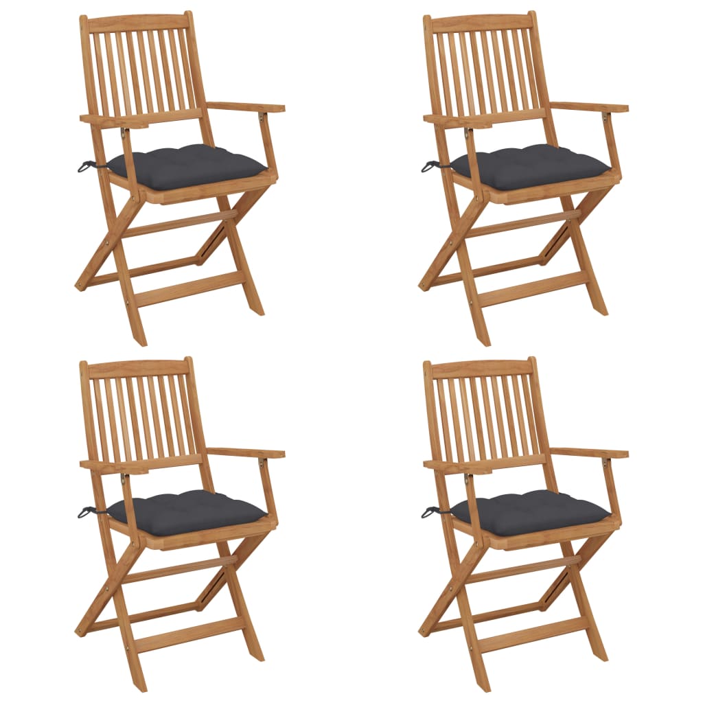 vidaXL Tuinstoelen 2 st inklapbaar met kussens massief acaciahout