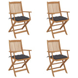 vidaXL Tuinstoelen 2 st inklapbaar met kussens massief acaciahout