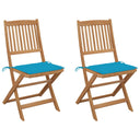 vidaXL Garden Chairs 2 pcs foldable with cushions solid acacia wood