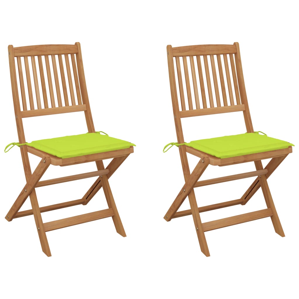 vidaXL Garden Chairs 2 pcs foldable with cushions solid acacia wood