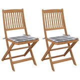 vidaXL Garden Chairs 2 pcs foldable with cushions solid acacia wood