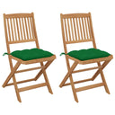 vidaXL Garden Chairs 2 pcs foldable with cushions solid acacia wood