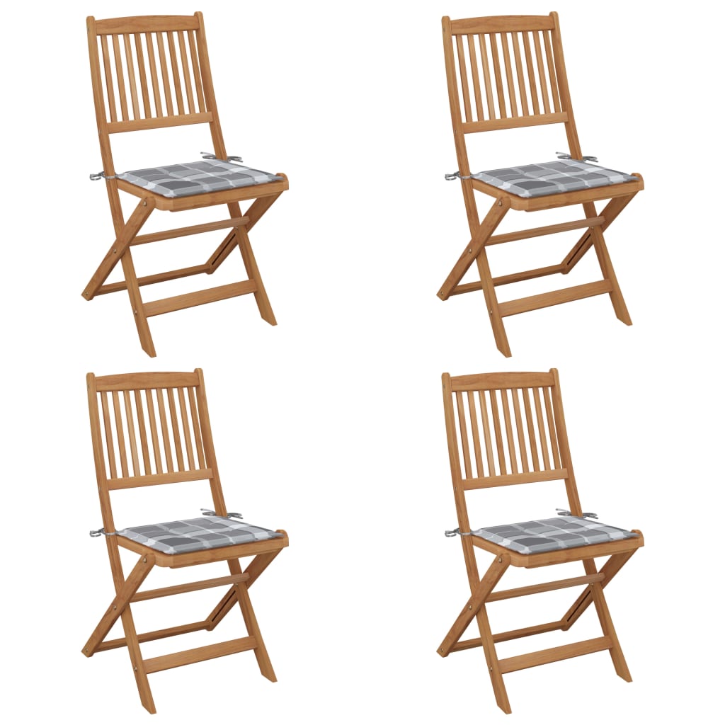 vidaXL Garden Chairs 2 pcs foldable with cushions solid acacia wood