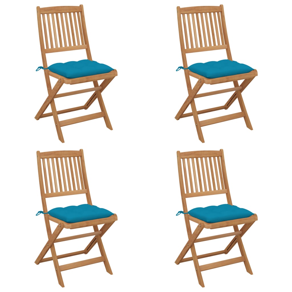 vidaXL Tuinstoelen 2 st inklapbaar met kussens massief acaciahout