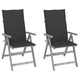 vidaXL Garden Chairs 2 pcs adjustable with cushions solid acacia wood