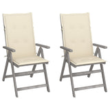 vidaXL Garden Chairs 2 pcs adjustable with cushions solid acacia wood