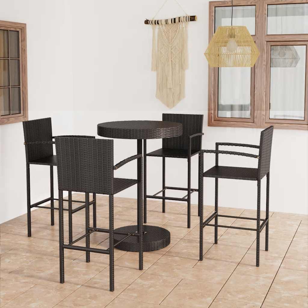 vidaXL 3-delige Tuinbarset poly rattan bruin