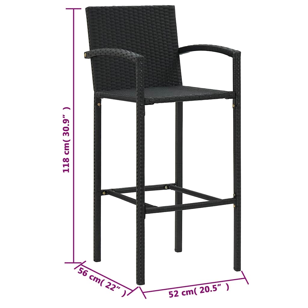 vidaXL 3-delige Tuinbarset poly rattan bruin