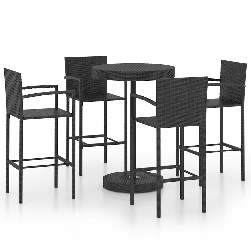 vidaXL 3-delige Tuinbarset poly rattan bruin