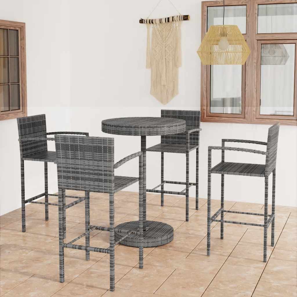 vidaXL 3-delige Tuinbarset poly rattan bruin