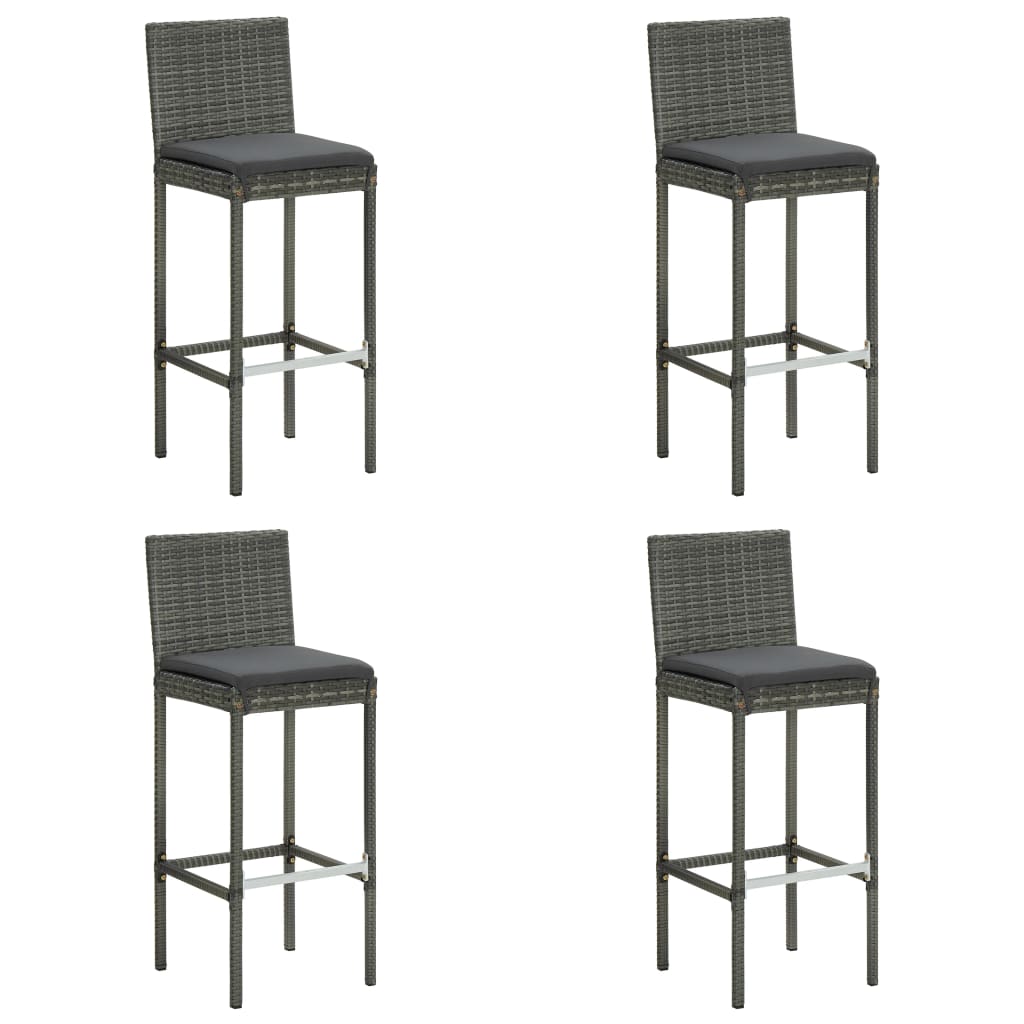 vidaXL 3-delige Tuinbarset met kussens poly rattan zwart