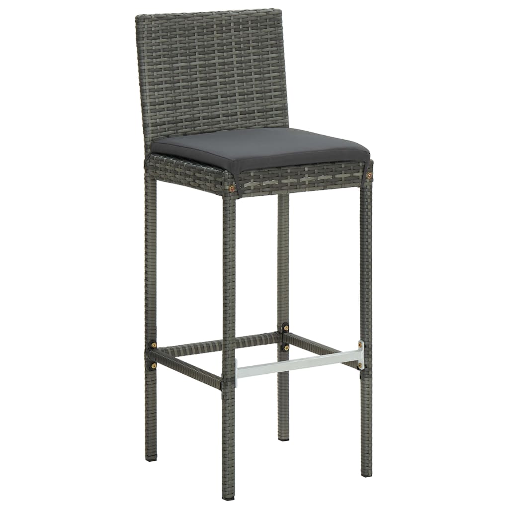vidaXL 3-delige Tuinbarset met kussens poly rattan zwart