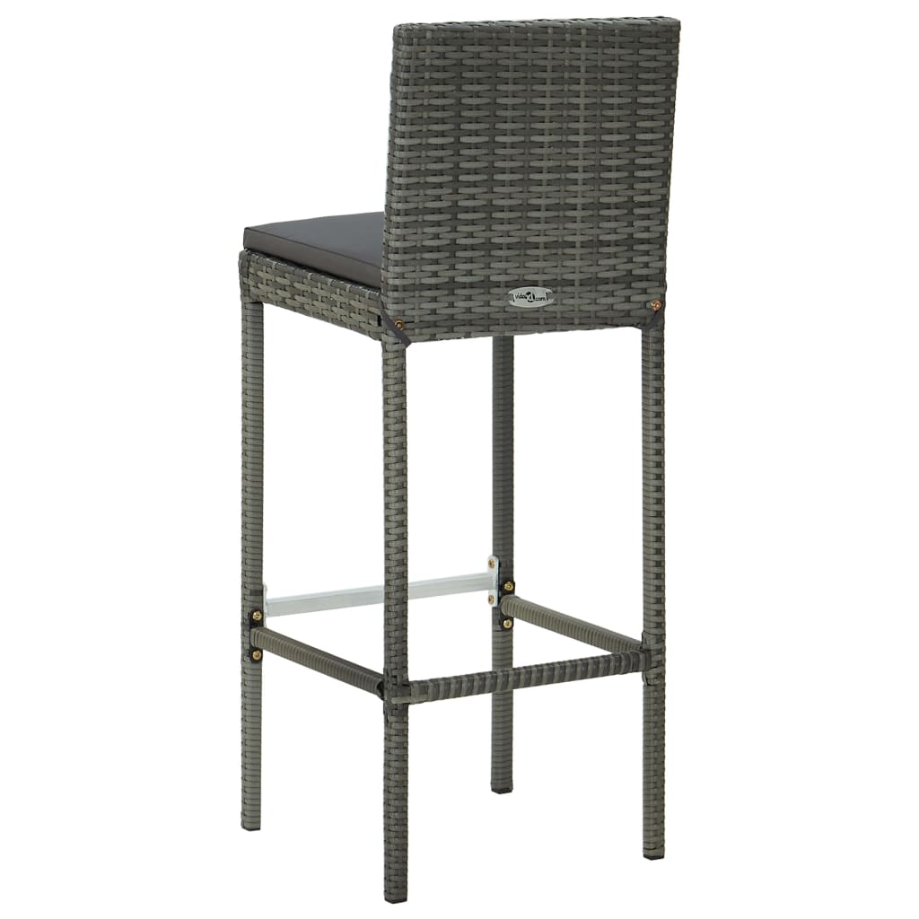 vidaXL 3-delige Tuinbarset met kussens poly rattan zwart