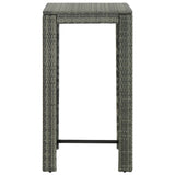vidaXL 3-delige Tuinbarset met kussens poly rattan zwart