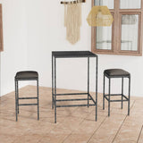 vidaXL 3-Piece Garden Bar Set with Cushions Poly Rattan Brown