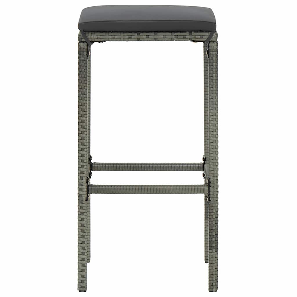 vidaXL 3-Piece Garden Bar Set with Cushions Poly Rattan Brown