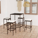 vidaXL 3-Piece Garden Bar Set with Cushions Poly Rattan Brown