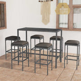 vidaXL 3-Piece Garden Bar Set with Cushions Poly Rattan Brown