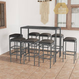 vidaXL 3-Piece Garden Bar Set with Cushions Poly Rattan Brown