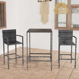 vidaXL 3-delige Tuinbarset poly rattan bruin