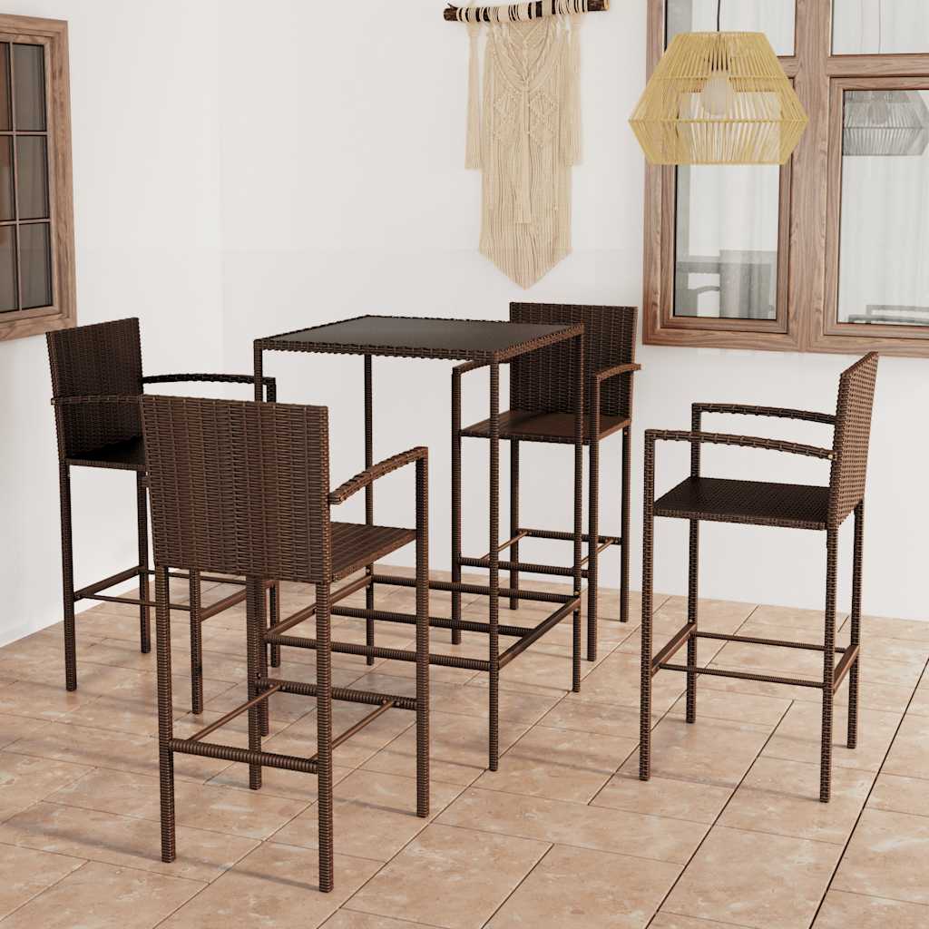 vidaXL 3-delige Tuinbarset poly rattan bruin