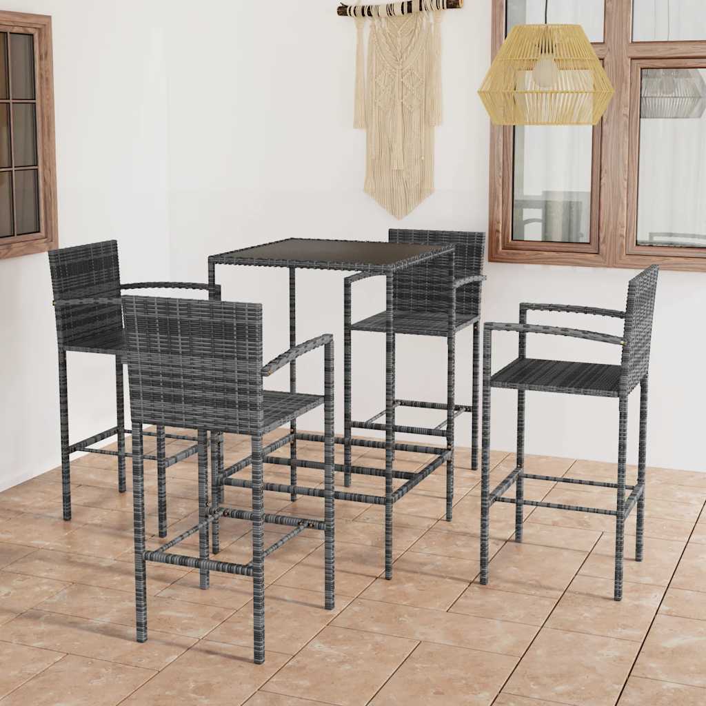 vidaXL 3-delige Tuinbarset poly rattan bruin