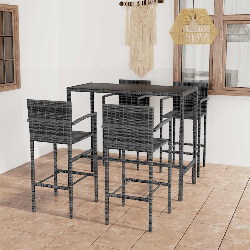 vidaXL 3-delige Tuinbarset poly rattan bruin