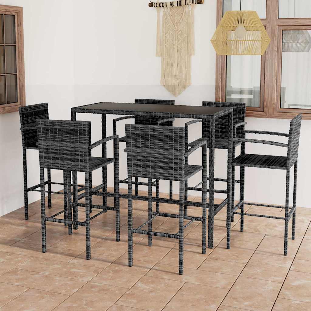 vidaXL 3-delige Tuinbarset poly rattan bruin