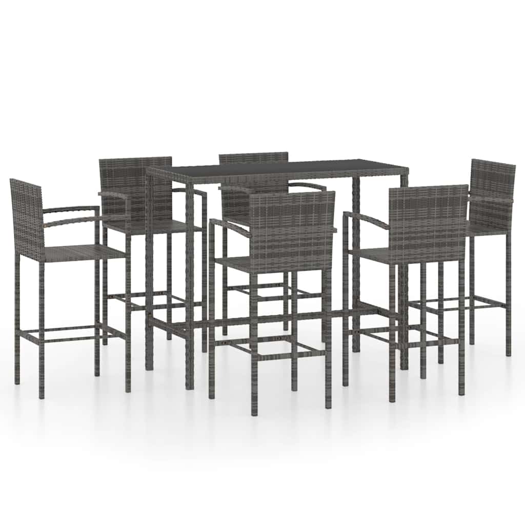 vidaXL 3-delige Tuinbarset poly rattan bruin