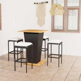 vidaXL 3-Piece Garden Bar Set with Cushions Poly Rattan Black
